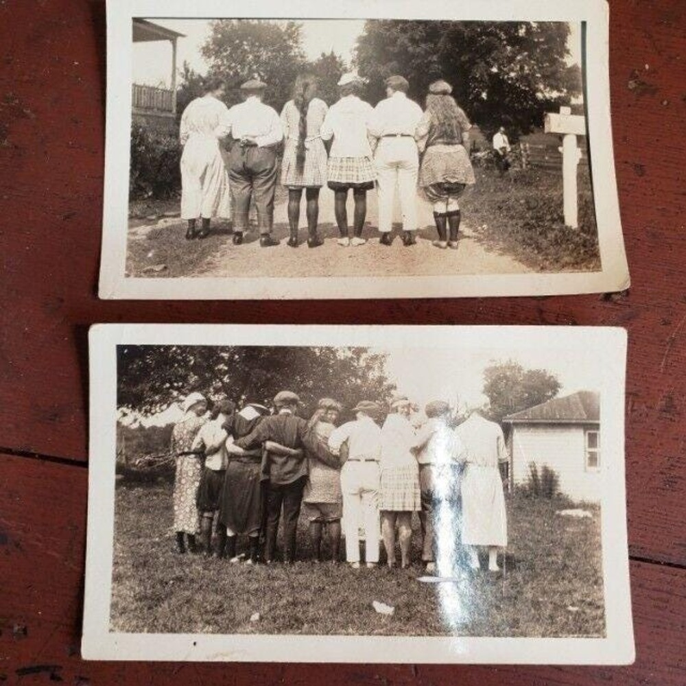 2‎ Antique Snapshot Photos of friends showing off their best sides (rear view!)